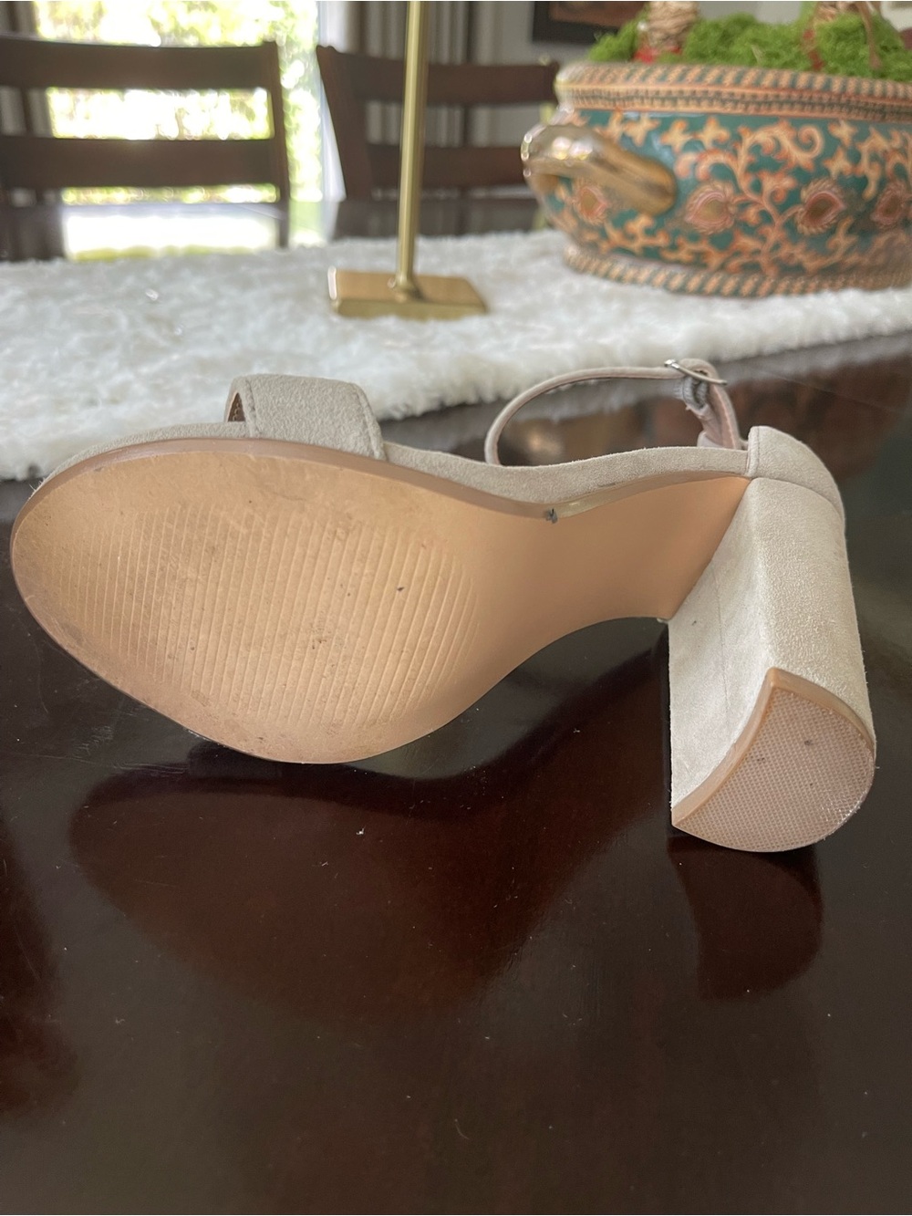 Steve Madden Taupe Suede Block Heel Sandals Size 7 - Picture 9 of 10